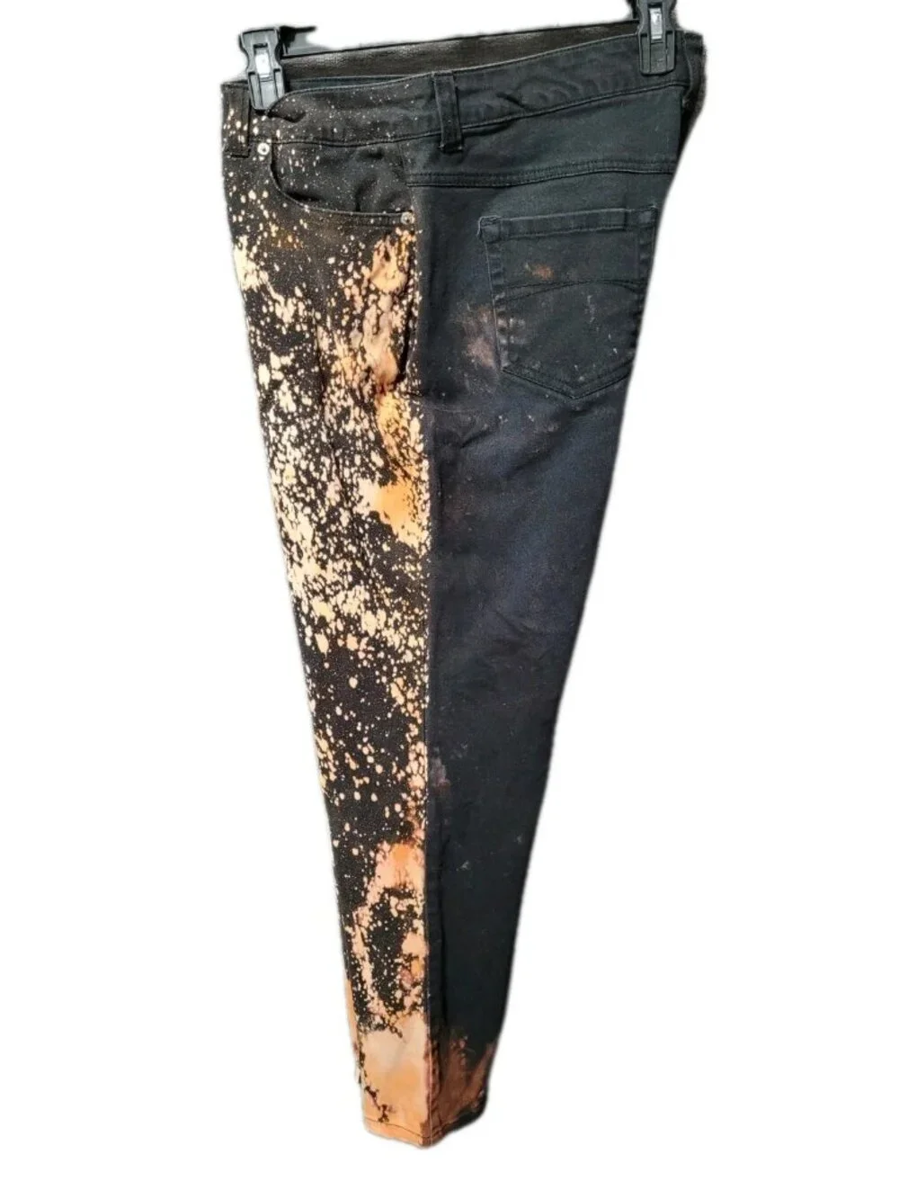 Vtg Y2K Croft&Barrow Womens Bleached Jeans 16 Stretch Straight Leg Black Orange - Picture 2 of 14